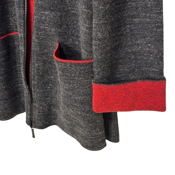 “Damask” Brand Heather Charcoal Grey Red Ultra Soft Women’s Large Zip Cardigan - Picture 4 of 8